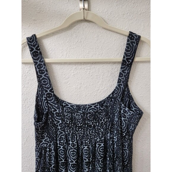 FRESH PRODUCE Dress Womens L Maxi Navy Blue Smocked Jersey Knit Sundress Resort - Picture 6 of 9